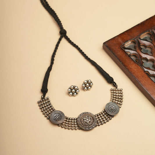 German silver Trio Brass necklace set perfect for Navratri