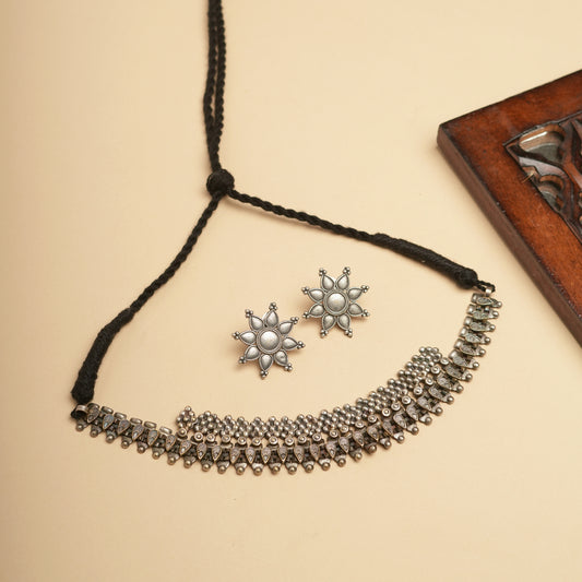 German silver Brass delicate Necklace set perfect for Navratri