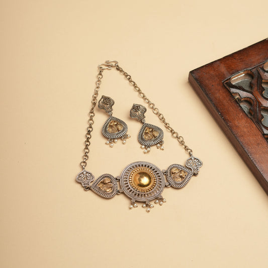 German silver Brass  gold Chokar set perfect for Navratri