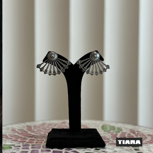 Tiara German silver oxidized earrings