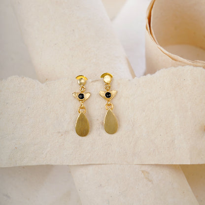 Gold-plated contemporary tear drop earrings