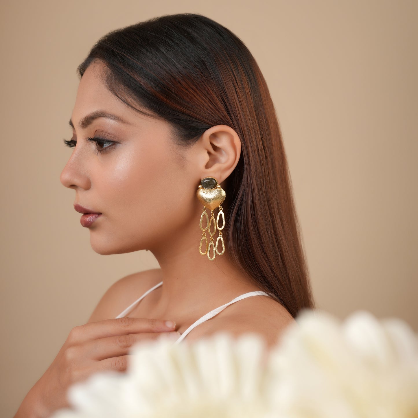 Gold heart statement earrings