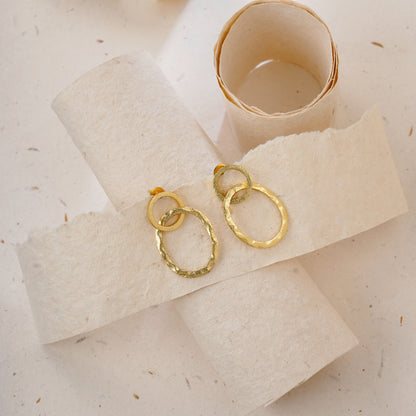 Gold-plated double circle rings earring