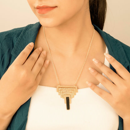 Geometric black stone pendent