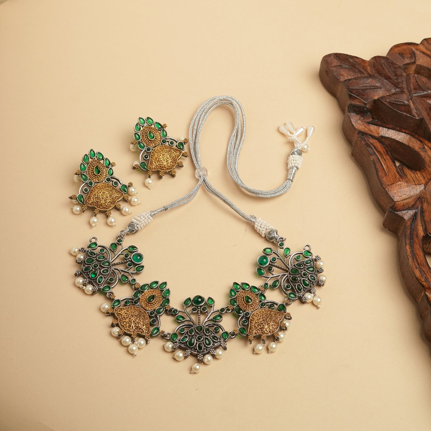 German silver Brass necklace set perfect for Navratri