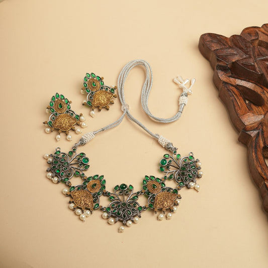 German silver Brass necklace set perfect for Navratri
